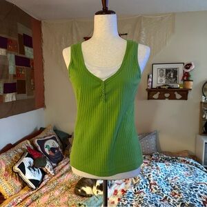 Green Ribbed Tank Top
